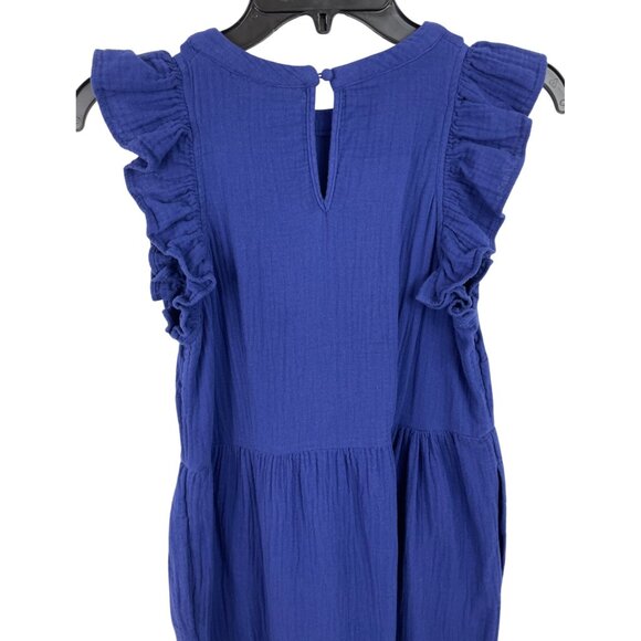 Universal Thread Blue Gauze Flutter Sleeve Midi Dress Cotton Womens Size XS - Picture 6 of 9